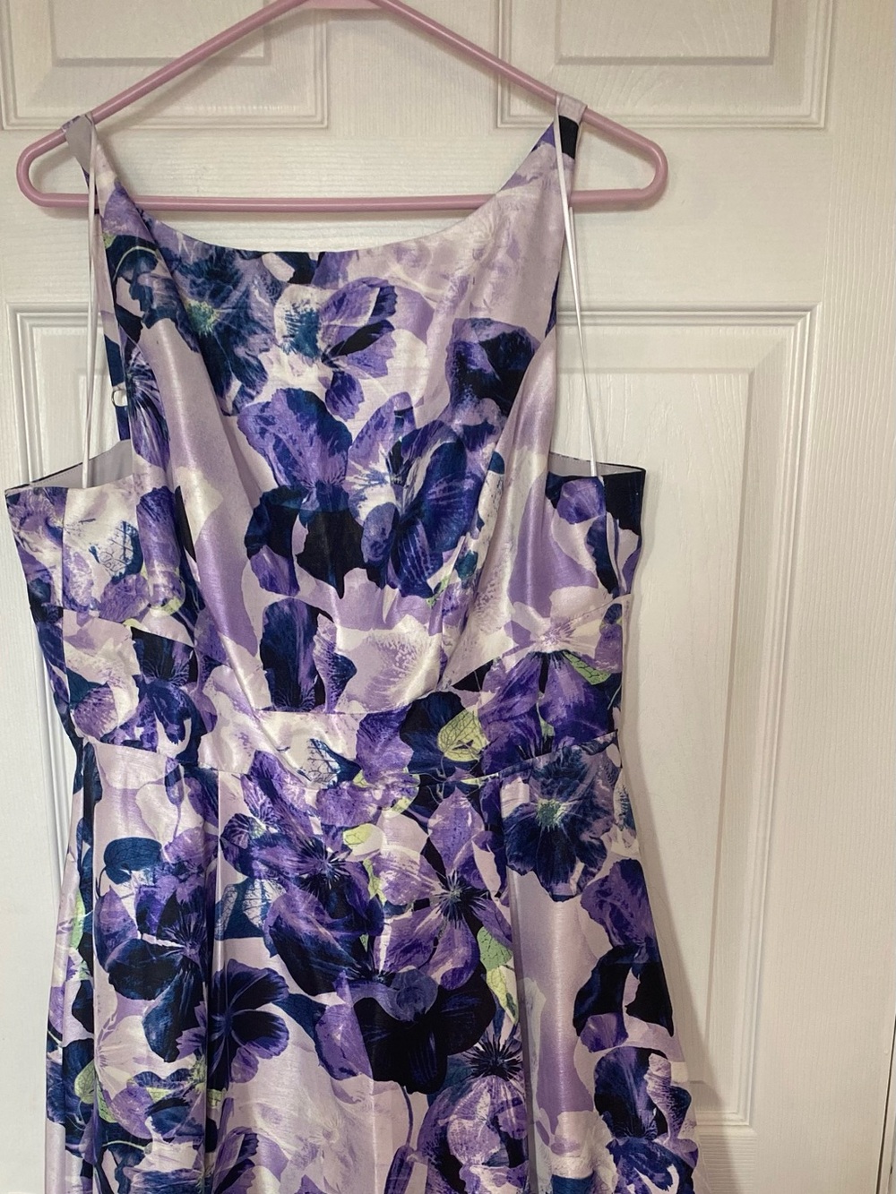 Sangria Purple Floral Satin High-Low Sleeveless Formal Cocktail Dress Size 12